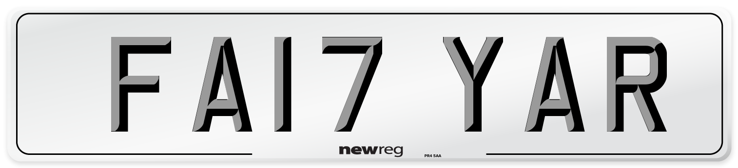 FA17 YAR Number Plate from New Reg